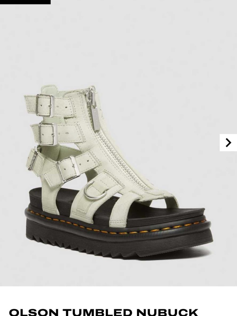 Dr. Martens Cream Olson Platform Strappy Sandal with Front Zip